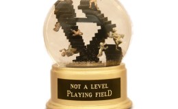 Not a Level Playing Field – football meets Escher&nbsp;waterglobe