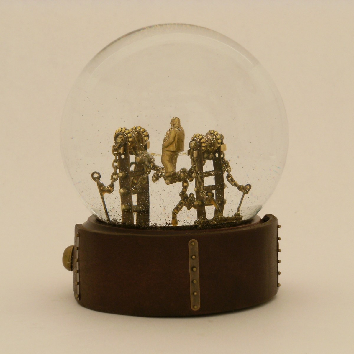 Too Big for His Bridges, one of a kind snow globe, Camryn Forrest Designs 2013