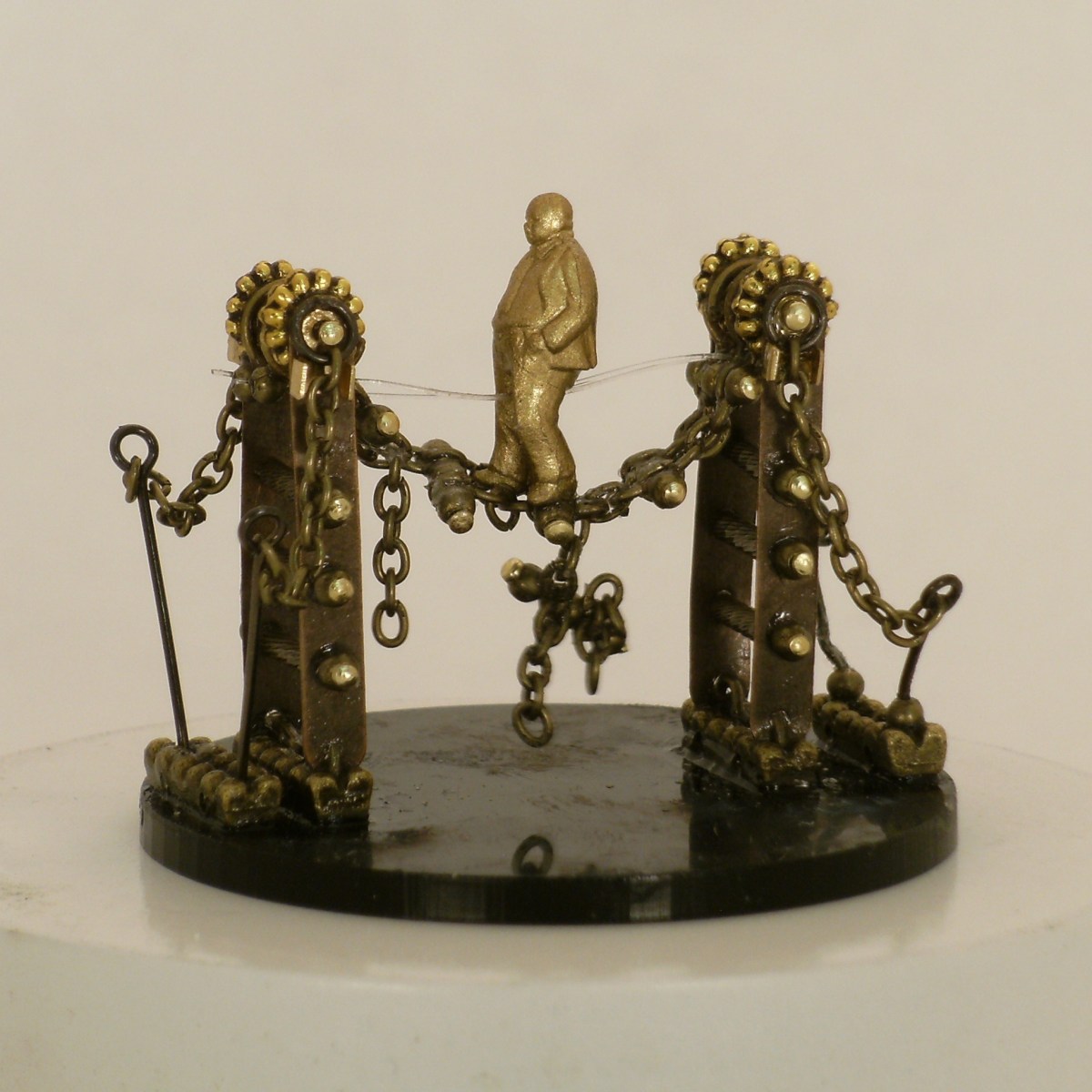 Too Big for His Bridges, one of a kind snow globe, Camryn Forrest Designs 2013