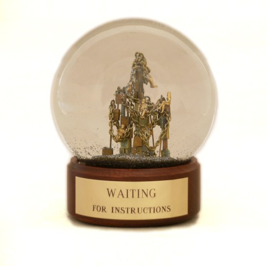 Waiting for Instructions custom snow globe, Camryn Forrest Designs 2013
