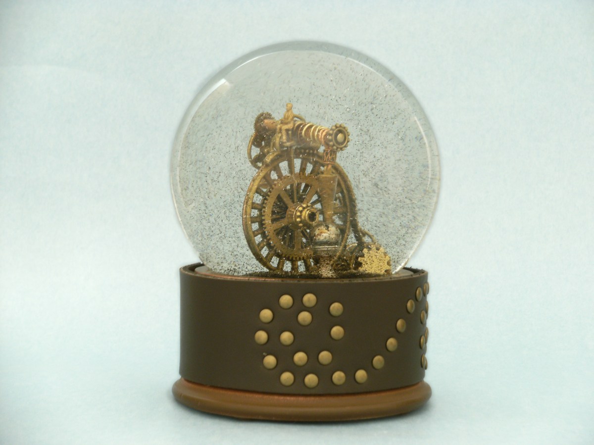 Steampunk My Ride penny farthing snow globe by Camryn Forrest Designs 2013