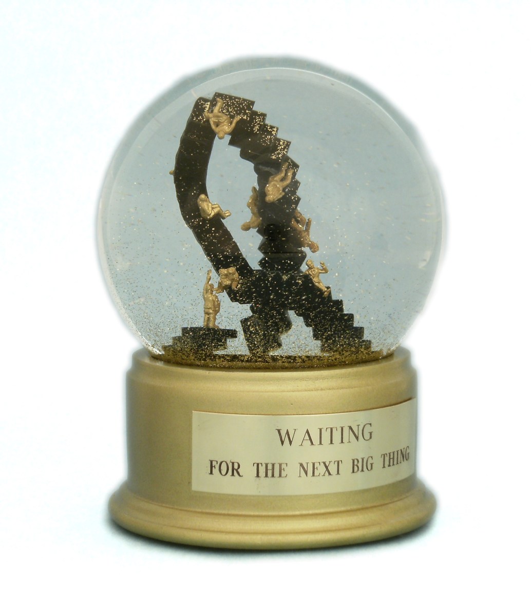 Waiting for the Next Big Thing snow globe, Camryn Forrest Designs (c) 2013