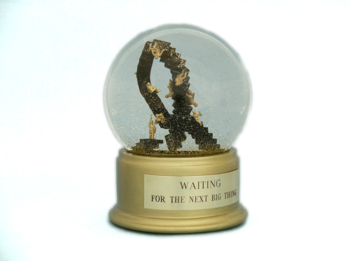 Waiting for the Next Big Thing snow globe, Camryn Forrest Designs (c) 2013