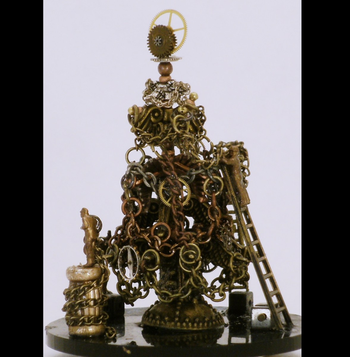 Detail Making Christmas Time custom snow globe, Camryn Forrest Designs, 2013