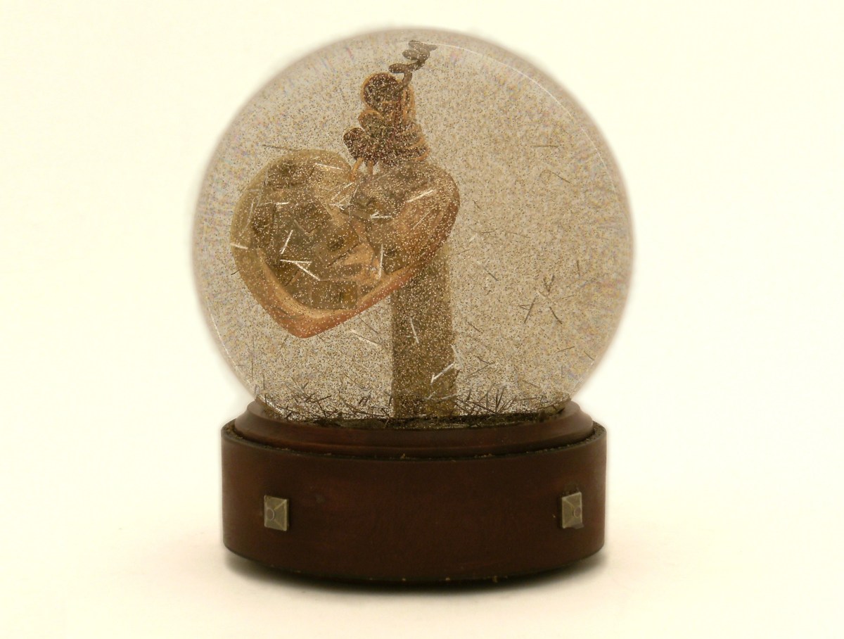 Armored Heart snow globe, Camryn Forrest Designs 2014