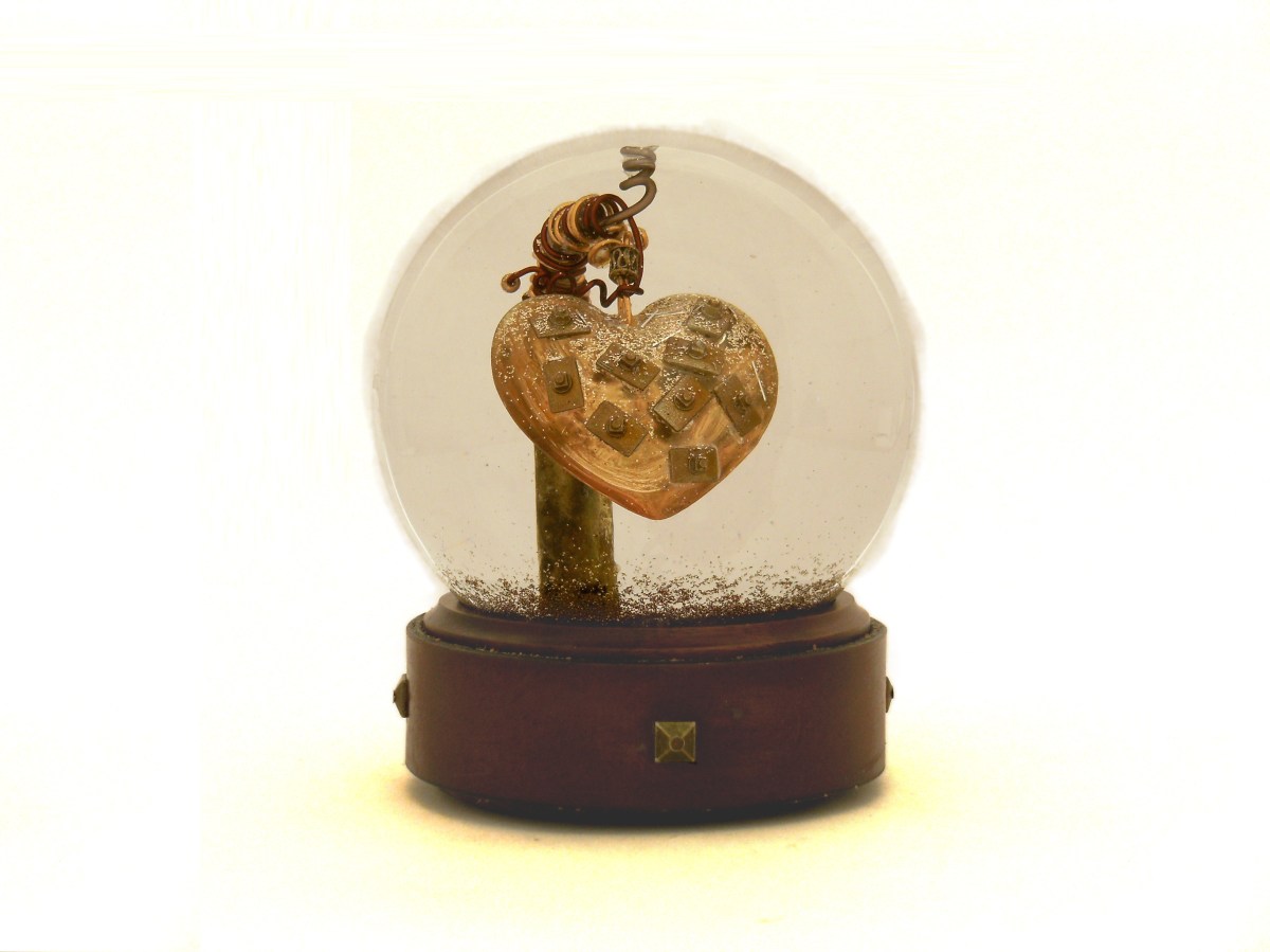 Armored Heart snow globe, Camryn Forrest Designs 2014
