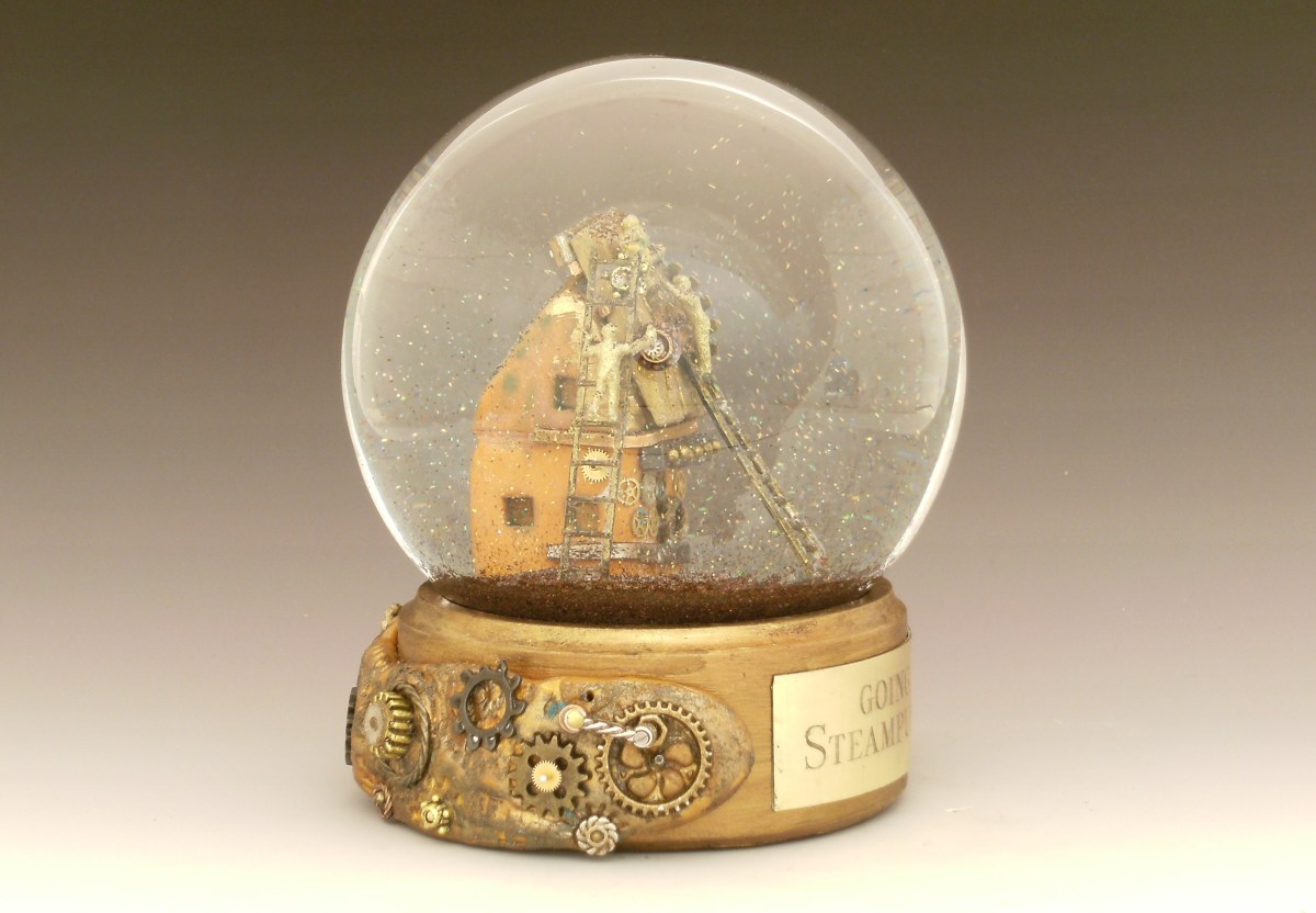 Going Steampunk custom snow globe by Camryn Forrest Designs