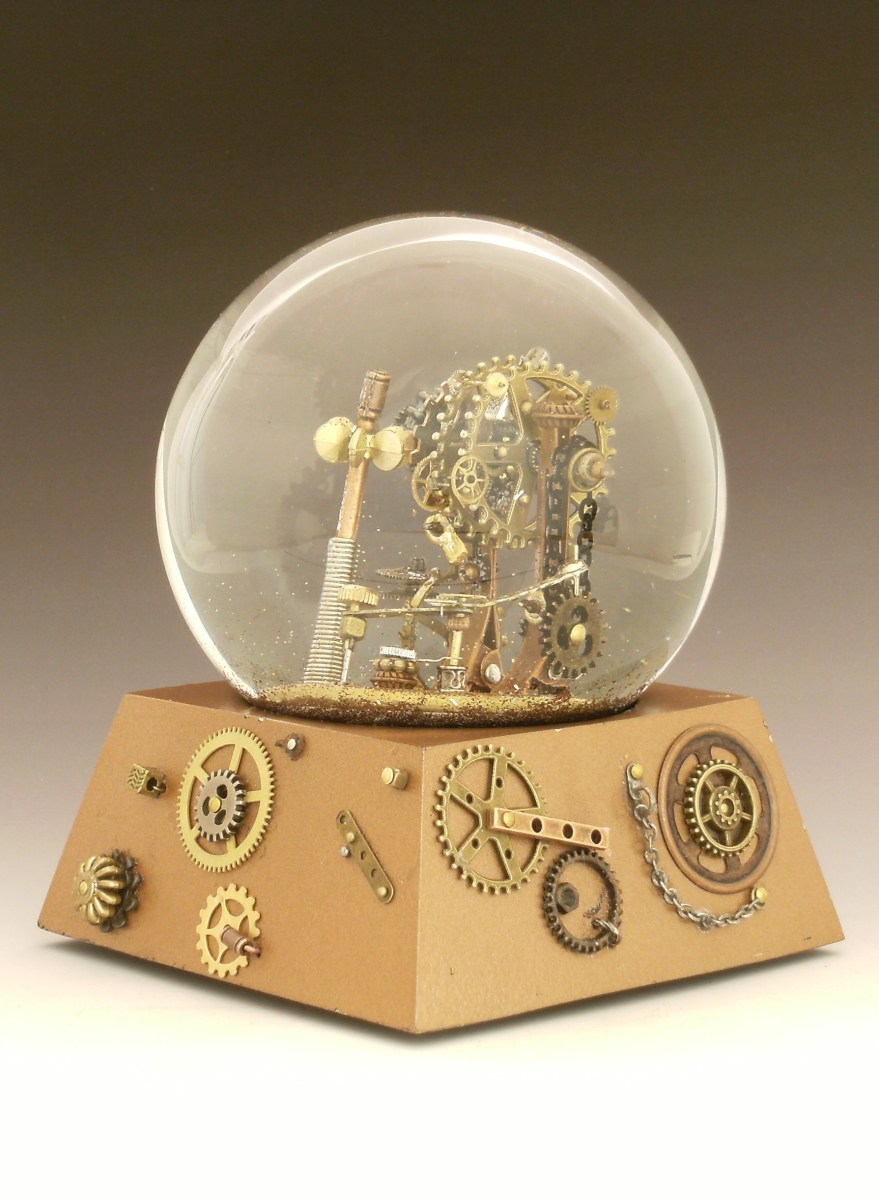 Gear Up snow globe by Camryn Forrest Designs, Denver, Colorado USA