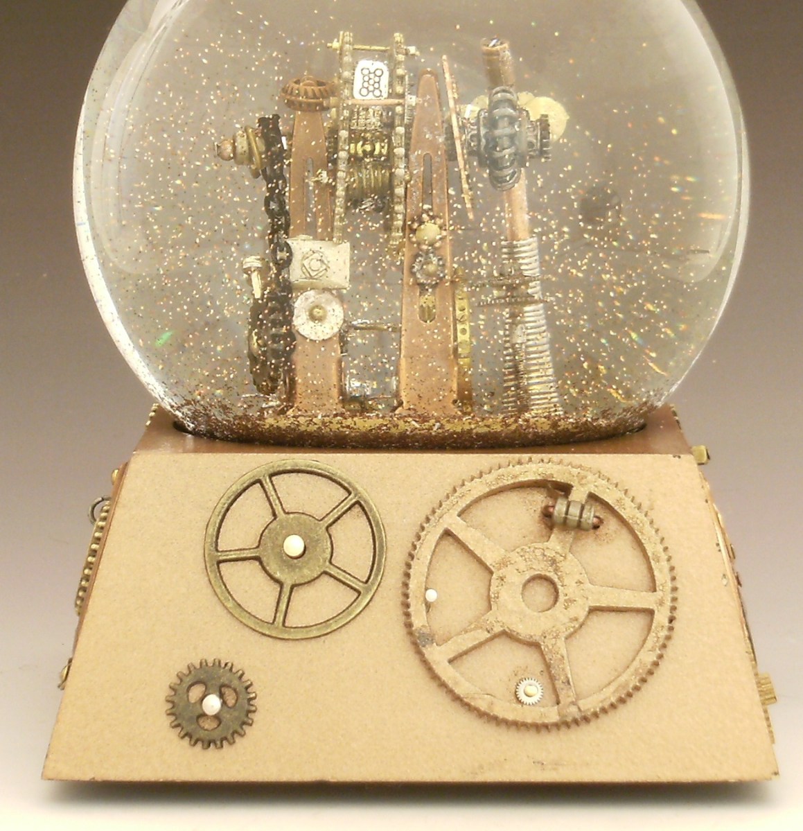 Gear Up snow globe by Camryn Forrest Designs, Denver, Colorado USA