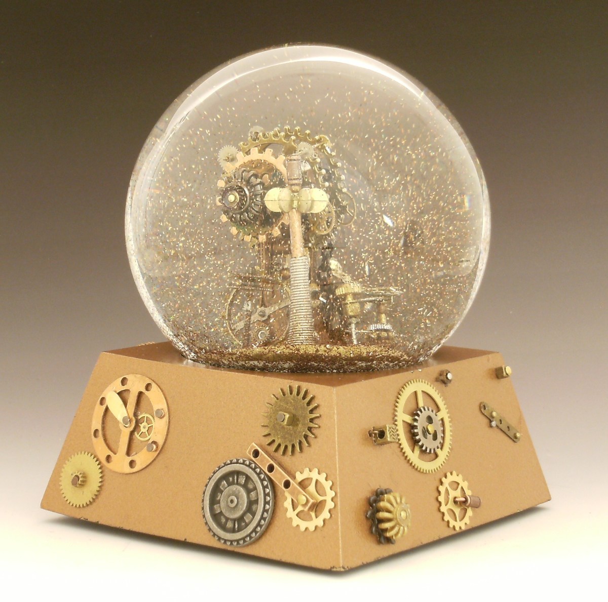 Gear Up snow globe by Camryn Forrest Designs, Denver, Colorado USA