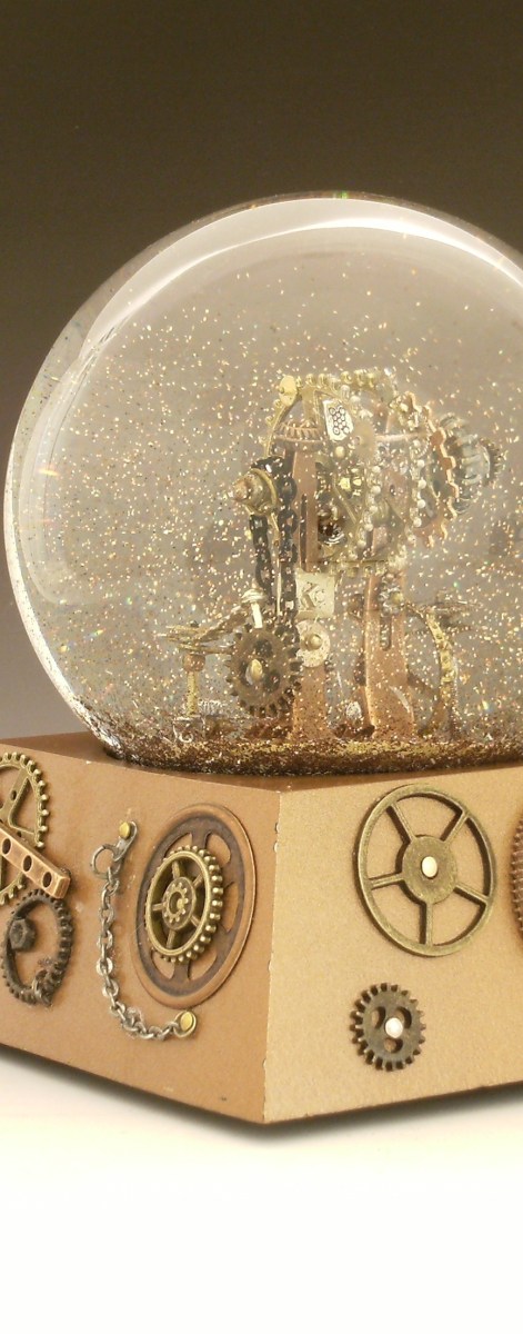 Gear Up snow globe by Camryn Forrest Designs, Denver, Colorado USA