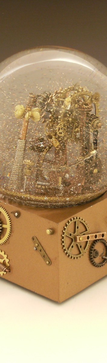 Gear Up snow globe by Camryn Forrest Designs, Denver, Colorado USA