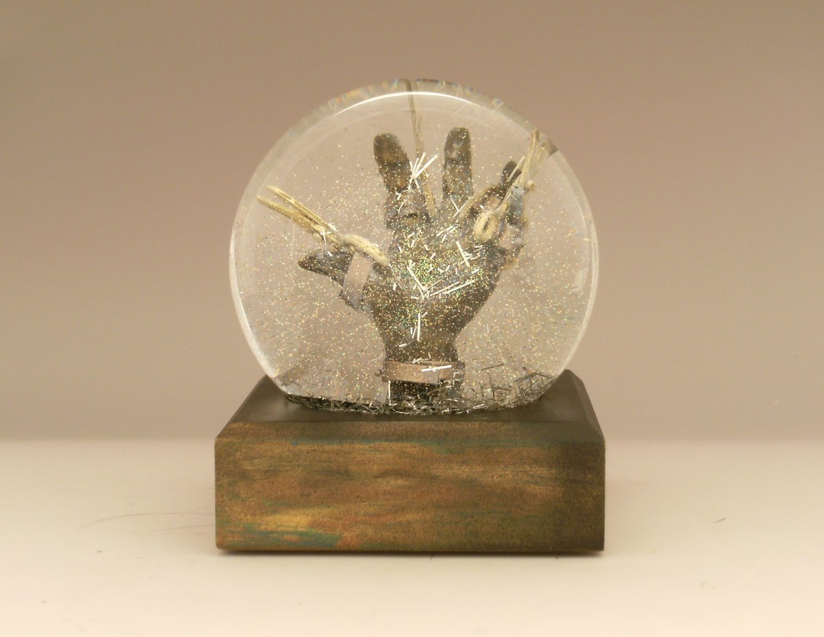 Scissorhands sparkle snow globe, Camryn Forrest Designs, 2015