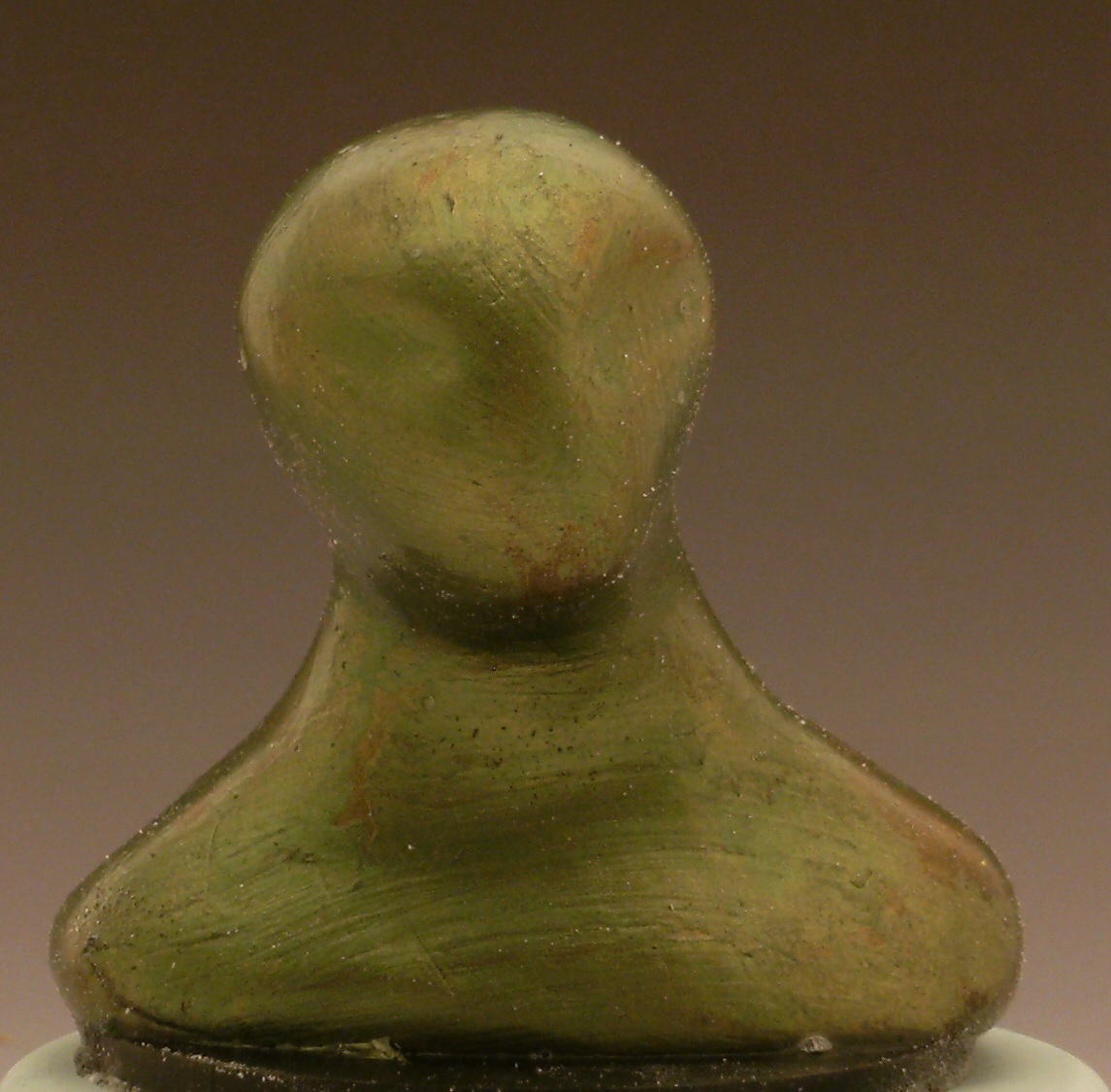 Alien miniature head sculpture in snow globe, Camryn Forrest Designs, Denver Colorado