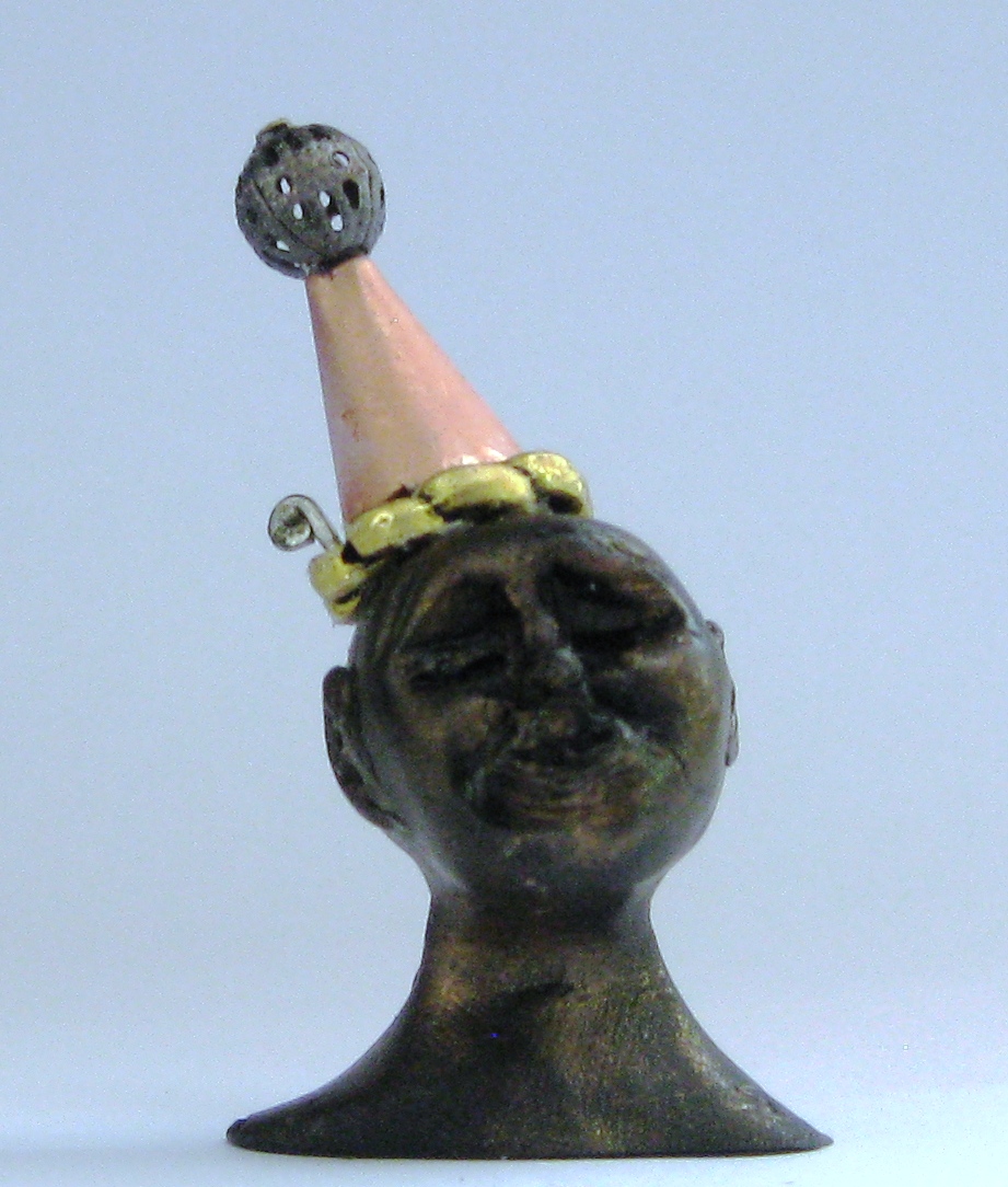 Tears of a Clown, miniature head sculpture in snow globe, Camryn Forrest Designs, Denver Colorado