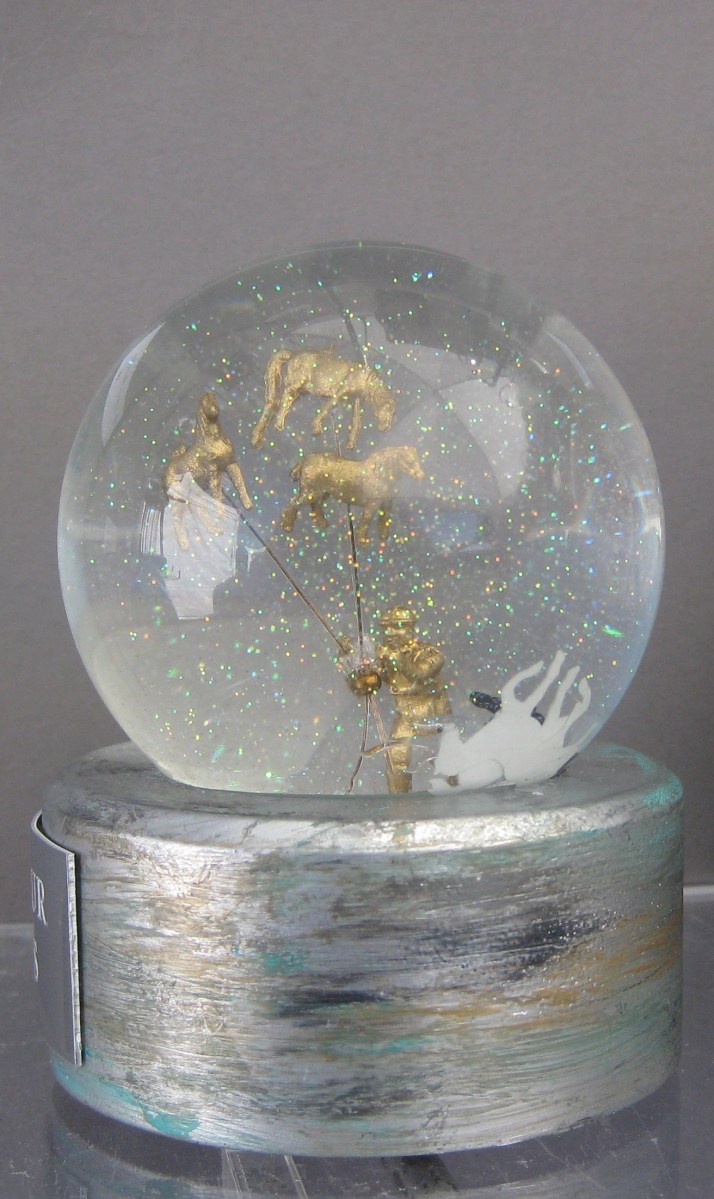 Hold Your Horses custom snow globe, Camryn Forrest Designs, Denver, CO USA 2016