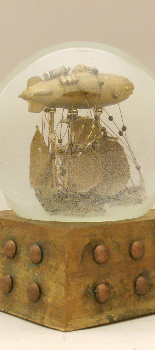 Journey to the Stars airship snow globe, Camryn Forrest Designs, Denver Colorado USA